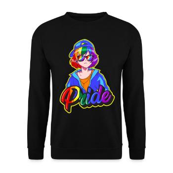 Gay Pride Japonais Cool Anime Girl Reg - Sweat-shirt Unisexe - noir - Devant - Alina (178cm) & Michal (187cm)