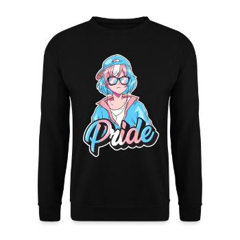 Transgender Pride Japonais Cool Anime Girl Tra - Sweat-shirt Unisexe - noir - Devant - Alina (178cm) & Michal (187cm)