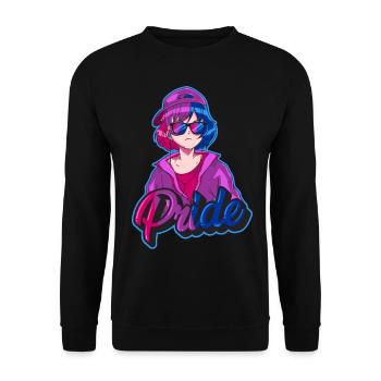 Bisexuell Stolz Bi Japanisch Cool Anime Mädchen Bi - Unisex Pullover - Schwarz - Vorne - Alina (178cm) & Michal (187cm)