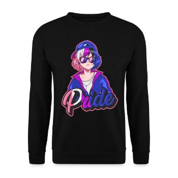 Genderfluid Proud Japanese Cool Anime Girl Gen - Unisex Sweatshirt - black - Front - Alina (178cm) & Michal (187cm)