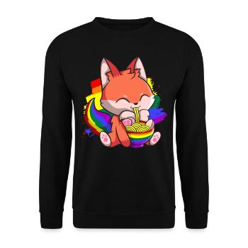 Gay Pride Kawaii Fox Ramen Noodles Rainbow Fla - Unisex Sweatshirt - black - Front - Alina (178cm) & Michal (187cm)