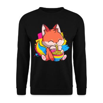 Pansexual Pride Kawaii Fox Ramen Noodles Panse - Sweat-shirt Unisexe - noir - Devant - Alina (178cm) & Michal (187cm)