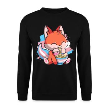 Transgender Pride Kawaii Fox Ramen Noodles Trans - Sweat-shirt Unisexe - noir - Devant - Alina (178cm) & Michal (187cm)
