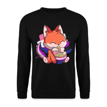 Genderfluid Stolz Kawaii Fuchs Ramen Noodles Gender - Unisex Sweatshirt - black - Front - Alina (178cm) & Michal (187cm)