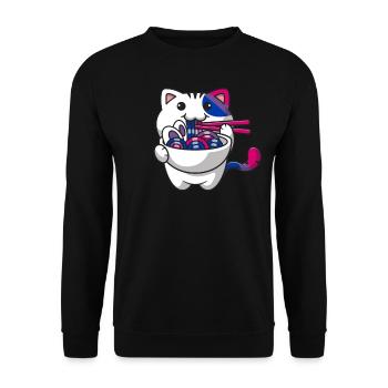 Bisexual Pride Bi Kawaii Cat Ramen Noodles Bisex - Sweat-shirt Unisexe - noir - Devant - Alina (178cm) & Michal (187cm)