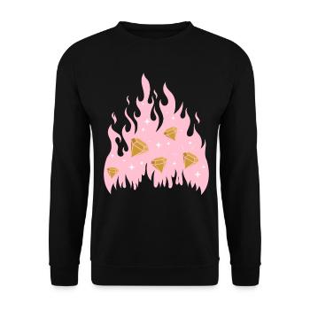 New Money Aesthetic Fire Flame Diamond - Sweat-shirt Unisexe - noir - Devant - Alina (178cm) & Michal (187cm)