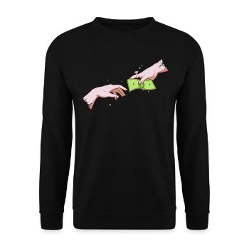 Nouvelle Monnaie Esthétique Merry Création par Adam - Sweat-shirt Unisexe - noir - Devant - Alina (178cm) & Michal (187cm)