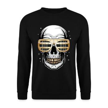 New Money Aesthetics Gothic Skull Goth - Unisex Sweatshirt - black - Front - Alina (178cm) & Michal (187cm)