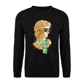 New Money Aesthetic Funny David Statue Michel - Unisex Sweatshirt - black - Front - Alina (178cm) & Michal (187cm)
