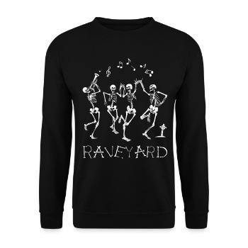 Lustige Skelette Rave Raving Skeletons Raveyard Ha - Unisex Pullover - Schwarz - Vorne - Alina (178cm) & Michal (187cm)