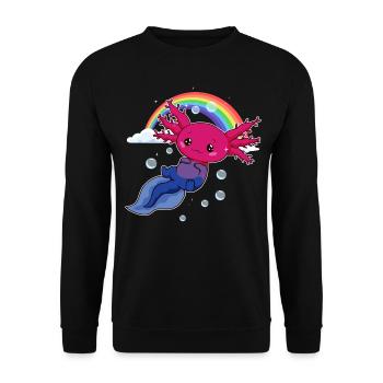 Bisexual Pride Bi Kawaii Axolotl Bisexual Flag - Sweat-shirt Unisexe - noir - Devant - Alina (178cm) & Michal (187cm)
