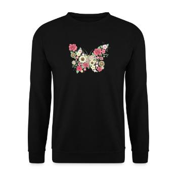 Bloomcore Esthétique Papillon Flower Cottagec - Sweat-shirt Unisexe - noir - Devant - Alina (178cm) & Michal (187cm)