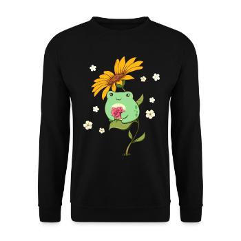 Bloomcore Esthétique Kawaii Grenouille Rose Tournesol - Sweat-shirt Unisexe - noir - Devant - Alina (178cm) & Michal (187cm)