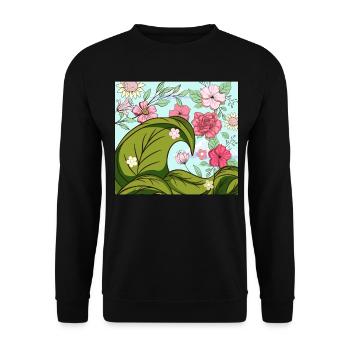 Bloomcore Aesthetic Big wave off Kanagawa Cotta - Unisex Sweatshirt - black - Front - Alina (178cm) & Michal (187cm)