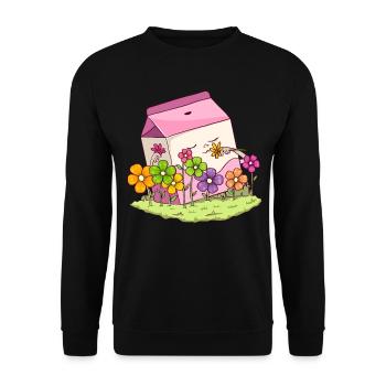 Bloomcore Esthétique Kawaii Lait de fraise Cottagecor - Sweat-shirt Unisexe - noir - Devant - Alina (178cm) & Michal (187cm)