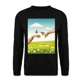 Design esthétique Bloomcore par Adam Butterfl - Sweat-shirt Unisexe - noir - Devant - Alina (178cm) & Michal (187cm)