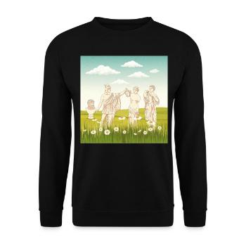 Bloomcore Esthétique Statue grecque Flowercor - Sweat-shirt Unisexe - noir - Devant - Alina (178cm) & Michal (187cm)