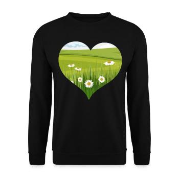 Bloomcore Esthétique Flowercore Heart Shape Cottagecor - Sweat-shirt Unisexe - noir - Devant - Alina (178cm) & Michal (187cm)