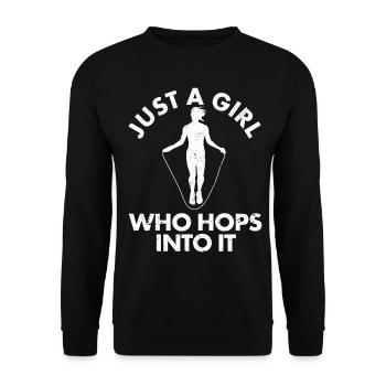 Funny Skipping Rope Just A Girl Who Hops Into It J - Unisex Pullover - Schwarz - Vorne - Alina (178cm) & Michal (187cm)