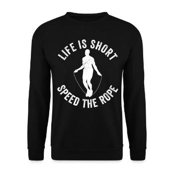 Lustiges Springseil Springseil - Unisex Pullover - Schwarz - Vorne - Alina (178cm) & Michal (187cm)