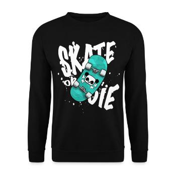 Skater Shirt SKATE OR DIE Skateboard Board - Unisex Sweatshirt - black - Front - Alina (178cm) & Michal (187cm)