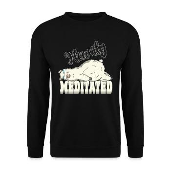 Peaceful But Heavily Meditated Yoga Alpaca Lazy - Unisex Pullover - Schwarz - Vorne - Alina (178cm) & Michal (187cm)