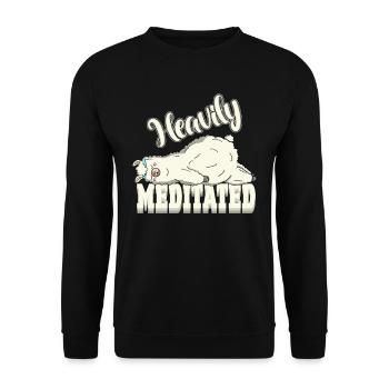 Peaceful But Heavily Meditated Yoga Lama Lazy - Unisex Pullover - Schwarz - Vorne - Alina (178cm) & Michal (187cm)