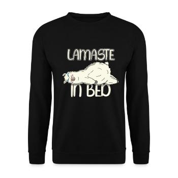 Sleepy Lamaste in Bed Sluggish Design - Unisex Pullover - Schwarz - Vorne - Alina (178cm) & Michal (187cm)