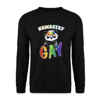 Self-Accepting Namaste Gay Meditator Colorful - Unisex Pullover - Schwarz - Vorne - Alina (178cm) & Michal (187cm)