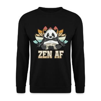 Liberating Zen AF Panda Yoga Explorative Graphic - Unisex Pullover - Schwarz - Vorne - Alina (178cm) & Michal (187cm)