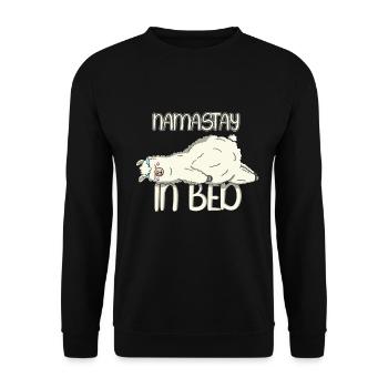 Sleepy Namaste in Bed Lazy Illustration - Unisex Pullover - Schwarz - Vorne - Alina (178cm) & Michal (187cm)