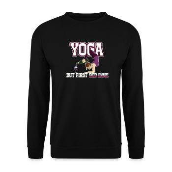 Yoga But First Red Wine Relaxation Unique - Unisex Pullover - Schwarz - Vorne - Alina (178cm) & Michal (187cm)