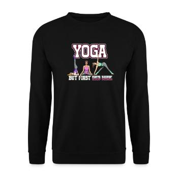 Yoga But First Red Wine Excuse Unique - Unisex Pullover - Schwarz - Vorne - Alina (178cm) & Michal (187cm)