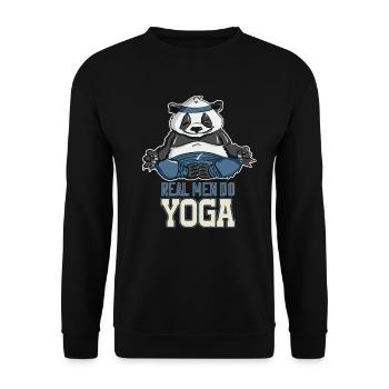 Real Man Do Yoga Divine Panda Cute Graphic - Unisex Pullover - Schwarz - Vorne - Alina (178cm) & Michal (187cm)