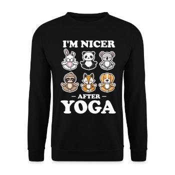 I Am Nicer After Yoga Jungle Edition Wildlife - Unisex Pullover - Schwarz - Vorne - Alina (178cm) & Michal (187cm)