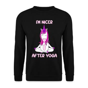 Magical I am Nicer After Yoga Unicorn Mystic - Unisex Pullover - Schwarz - Vorne - Alina (178cm) & Michal (187cm)