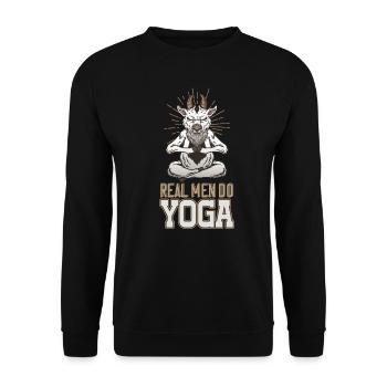 Real Man Do Yoga for the One and Only Yogi Goat - Unisex Pullover - Schwarz - Vorne - Alina (178cm) & Michal (187cm)