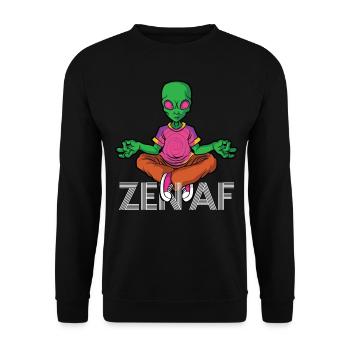 Hypnotizing Zen AF Yoga Alien Trippy Art - Unisex Pullover - Schwarz - Vorne - Alina (178cm) & Michal (187cm)