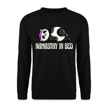 Nappy Namaste in Bed Panda Lazy Artwork - Unisex Pullover - Schwarz - Vorne - Alina (178cm) & Michal (187cm)