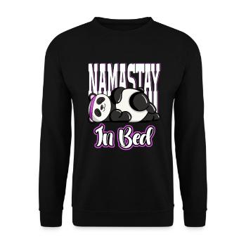 Tired Namaste in Bed Panda Lazy Artwork - Unisex Pullover - Schwarz - Vorne - Alina (178cm) & Michal (187cm)