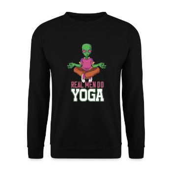 Real Man Do Yoga Zen like an Alien in the space - Unisex Pullover - Schwarz - Vorne - Alina (178cm) & Michal (187cm)