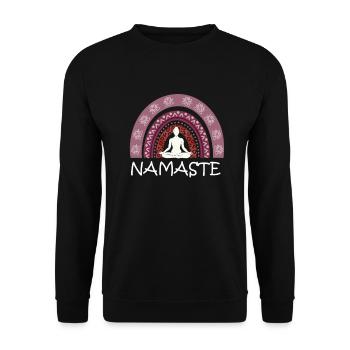 Namaste Cute Yoga Rainbow with Meditating Yogi - Unisex Pullover - Schwarz - Vorne - Alina (178cm) & Michal (187cm)
