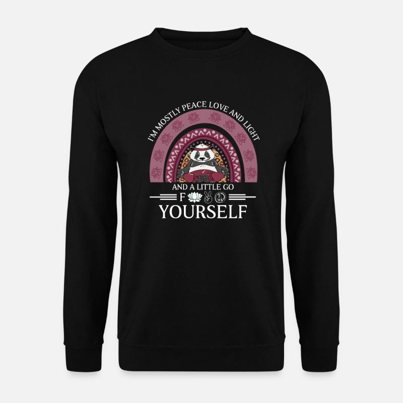 Im Mostly Peace Love and Light Cute Yoga Panda - Unisex Pullover - Schwarz