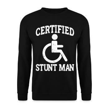 Paraplegic Handicap Paraplegia Certificate - Unisex Sweatshirt - black - Front - Alina (178cm) & Michal (187cm)