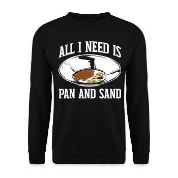 Lustiges Goldwaschen Goldsucher Alles was ich brau - Unisex Pullover - Schwarz - Vorne - Alina (178cm) & Michal (187cm)