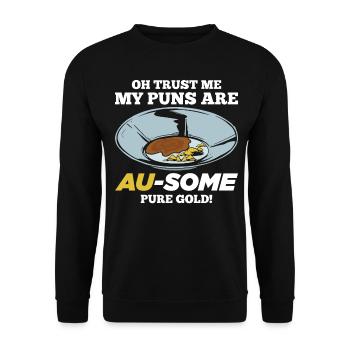 Funny Gold Panning Gold Prospectors Gold Digger Wordspit - Unisex Sweatshirt - black - Front - Alina (178cm) & Michal (187cm)