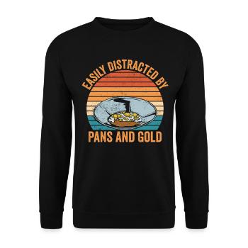 Funny gold panning slightly distracted by pan - Unisex Sweatshirt - black - Front - Alina (178cm) & Michal (187cm)