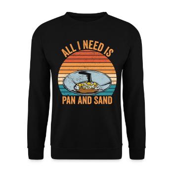 Lustiges Goldwaschen Goldsucher Alles was ich brau - Unisex Pullover - Schwarz - Vorne - Alina (178cm) & Michal (187cm)