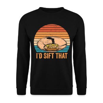 Lustige Goldwäscher Goldsucher Ich würde das sicht - Unisex Pullover - Schwarz - Vorne - Alina (178cm) & Michal (187cm)