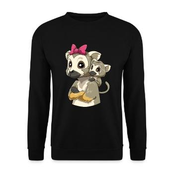 Liebevoller Affe mit Affen Kind für Affen - Unisex Pullover - Schwarz - Vorne - Alina (178cm) & Michal (187cm)